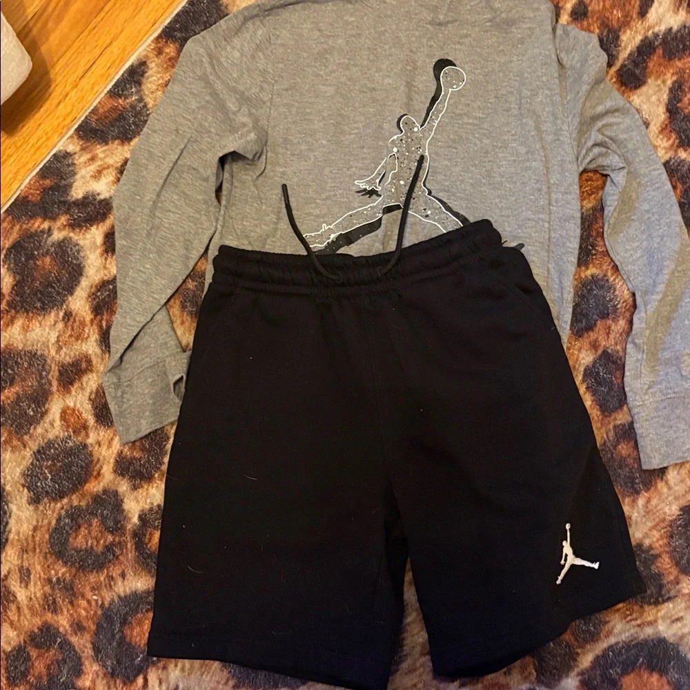 Nike Gray Hoodie with Black Jordan Athletic Shorts - Picture 2 of 3